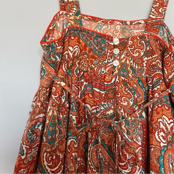 Band of the free Paisley Maxi Dress | Orange, Aqua & White | Size XS | Women - Picture 6 of 9